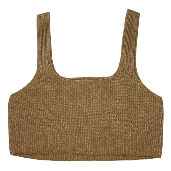 Everlane Cozy Stretch Cropped Knit Tank Camel Brown Size Large NWT - Picture 3 of 7